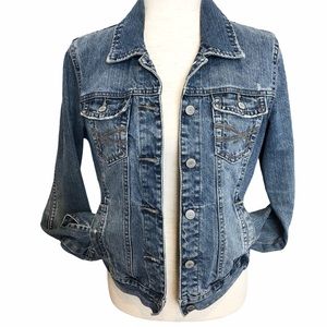 Aeropostale Women’s Distressed Blue Jean Jacket Denim Jacket Size M